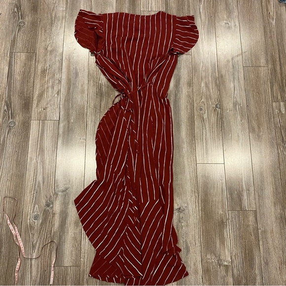 Abercrombie pin-striped flutter-sleeve wrap dress (Size L) BNWT - Picture 3 of 6